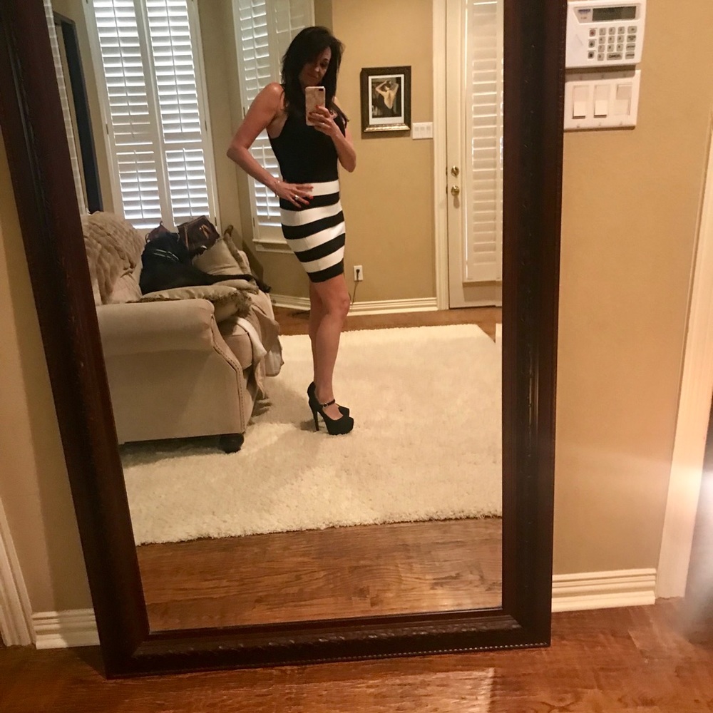 Michael Kors Black and White striped skirt.